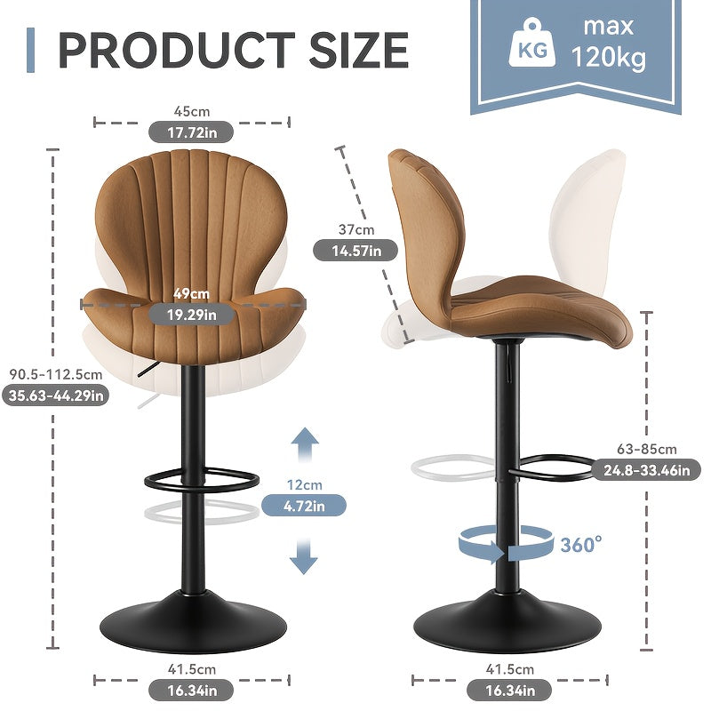 Barkrukken – Barstoelen – Krukken – Hoge Stoelen – Zwarte Barkrukken – Verstelbaar – 360° Draaibaar – Kunstleer Zitting – Metaal Frame