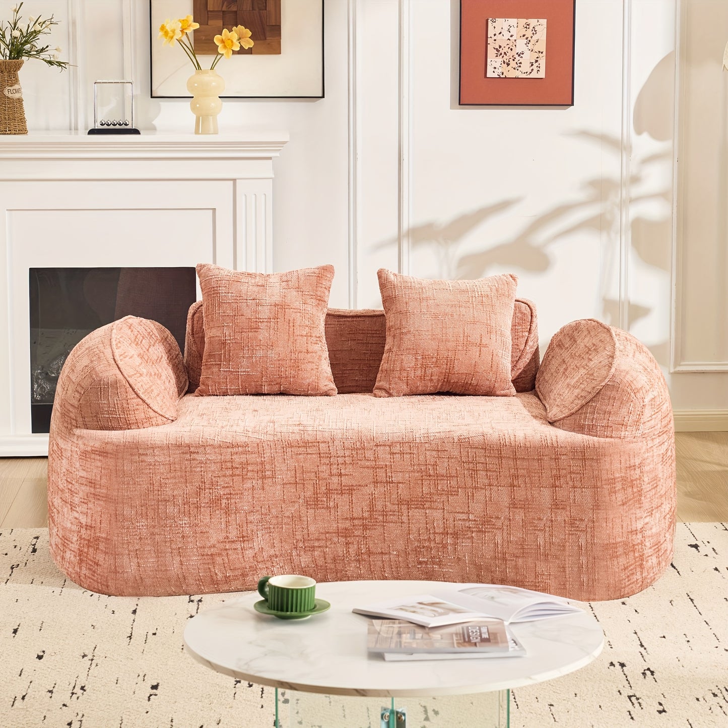 Slaapbank – Bedbank – Sleeperbank – Klikbank – Slaapbank Roze – Ruimtebesparend Ontwerp – Zachte Katoenen Bekleding