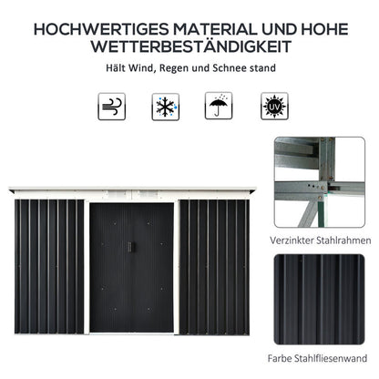 Tuinhuisje – Opbergschuur – Berging – Tuinschuur – Buitenopslag – Metalen Schuur – Schuifdeur – Ventilatieraam – 280x130x172 cm – Stevig Metalen Materiaal