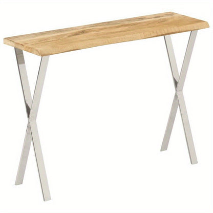 Wall Table with Natural Edge, Measuring 105X33X76 Cm, Made of Solid Mango Wood, Standing Shelf