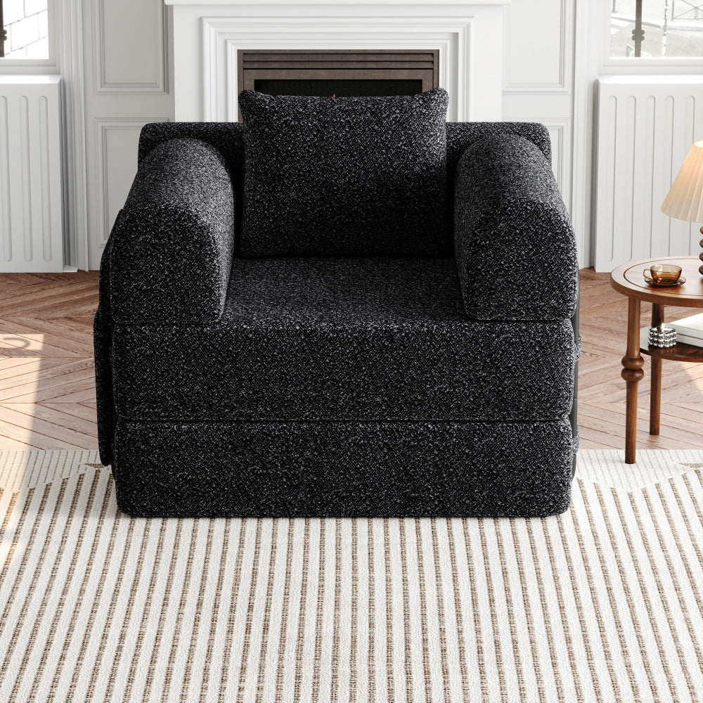 Slaapbank – Bank – Slaapstoel – Logeerbed – Slaapfauteuil – 2-in-1 Chenille met Opbergruimte en Stevig Metalen Frame – Ruimtebesparend Modern Design