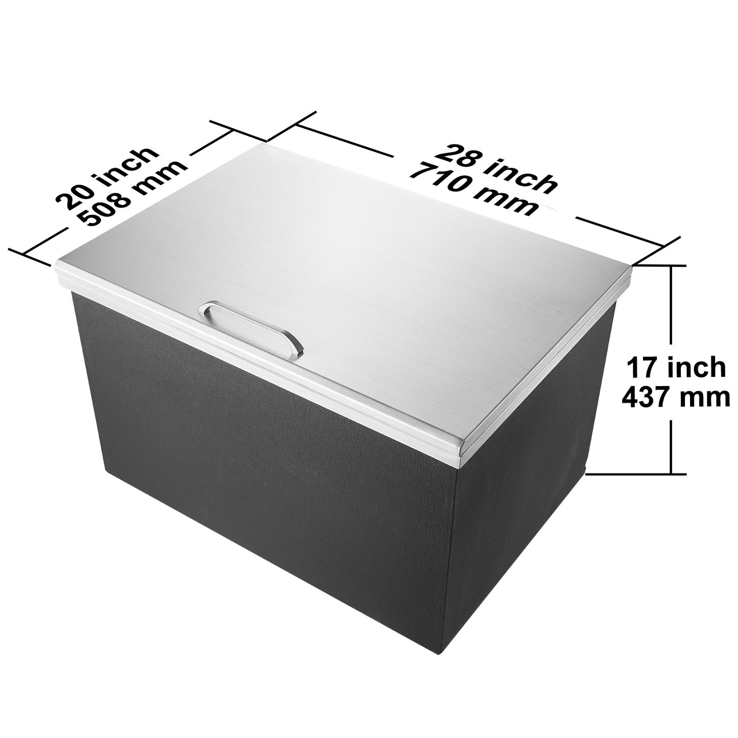 Ijskist – Koelbox – IJscontainer – IJskoeler – Inbouw Ijsvak – RVS 107,8L Capaciteit – 20mm PU Isolatie