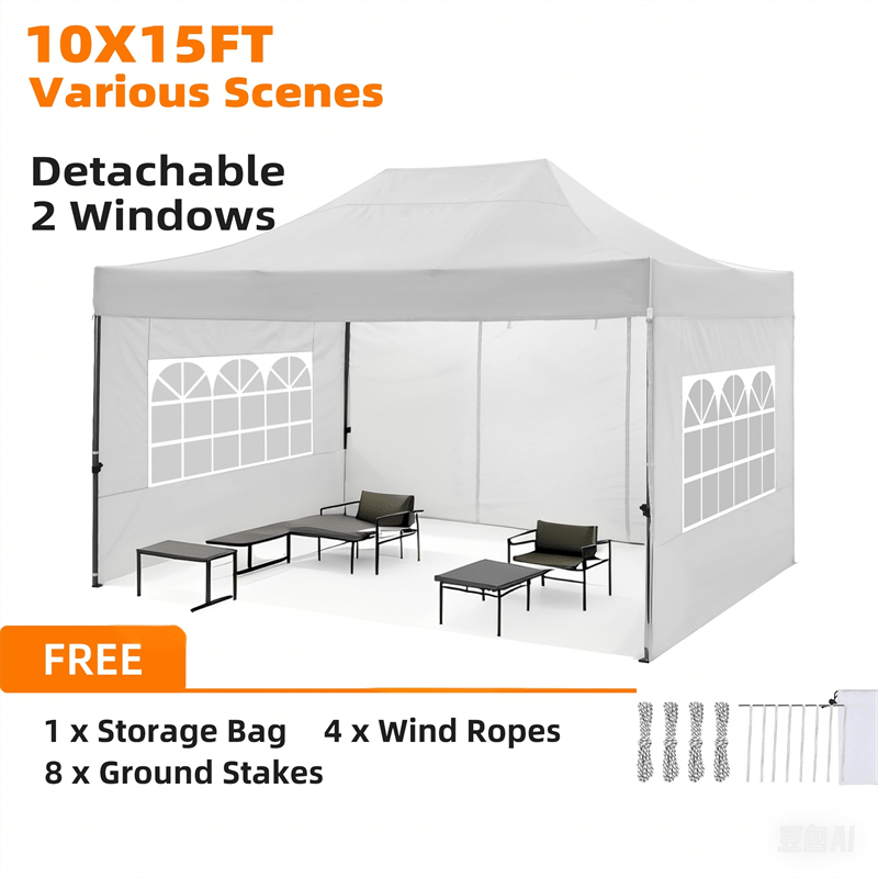 Draagbare Tent – Beschutting – Schaduwplek – Marktkraam – Camping – Lichtgewicht Aluminium – Drie Afneembare Zijwanden