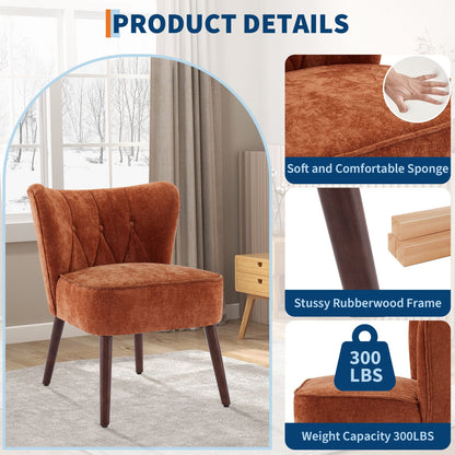 Brown Velvet Accent Chair in Mid-Century Modern Style, Featuring a Wingback Design, Button-Tufted Upholstery, Plush Thick Cushion, And Durable Wooden Legs, Ideal for Your Living Room, Bedroom, Guest Room, Or Home Office.