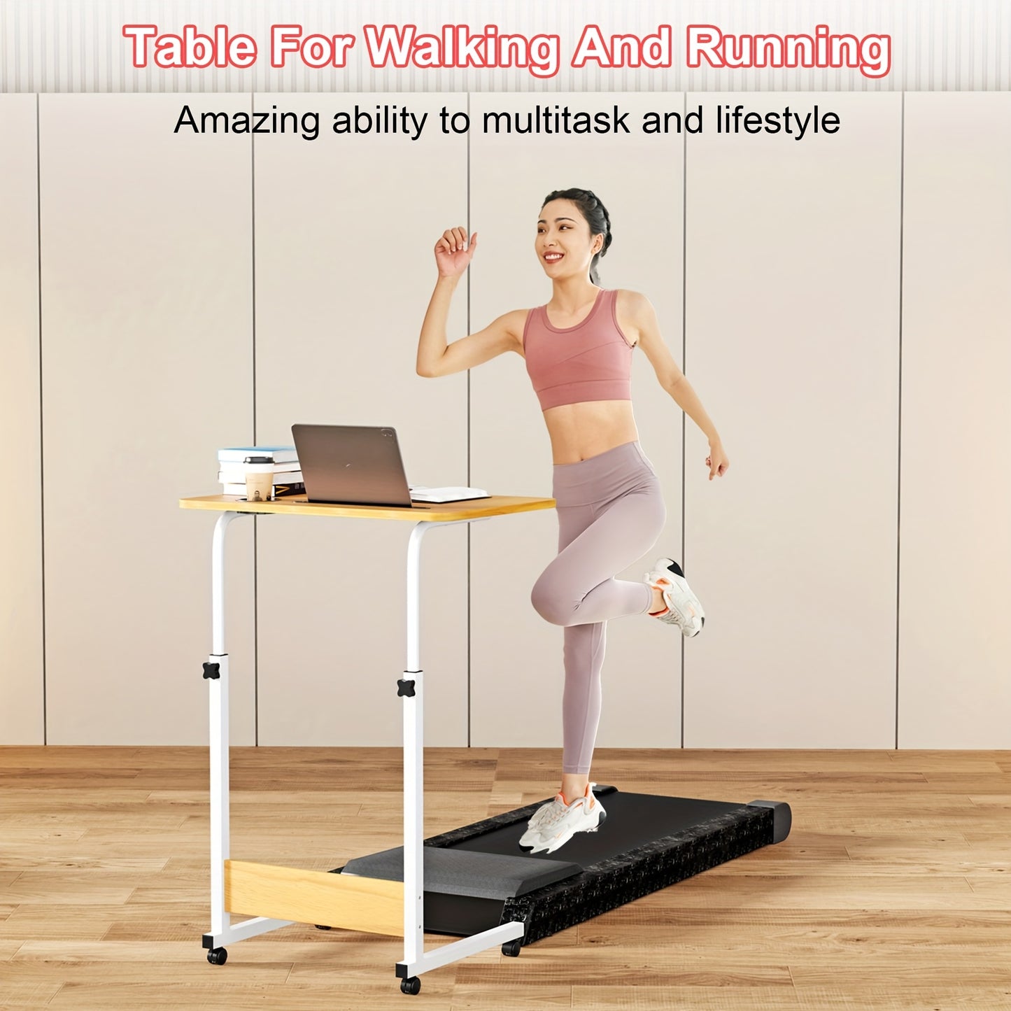 Verstelbaar Klein Bureau op Wieltjes – Laptop- en Computer Tafel 60x40 cm – Multifunctioneel Bijzettafeltje voor Bed, Woonkamer of Kantoor, Bruin