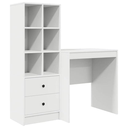 Desk with storage space with shelf 2pcs white 70 x 50 x 76cm Sleek exterior, ample storage space, sturdy and smooth, featuring a minimalist yet functional design., Study Table, Contemporary Desk, Modern Furniture, Robust Buil