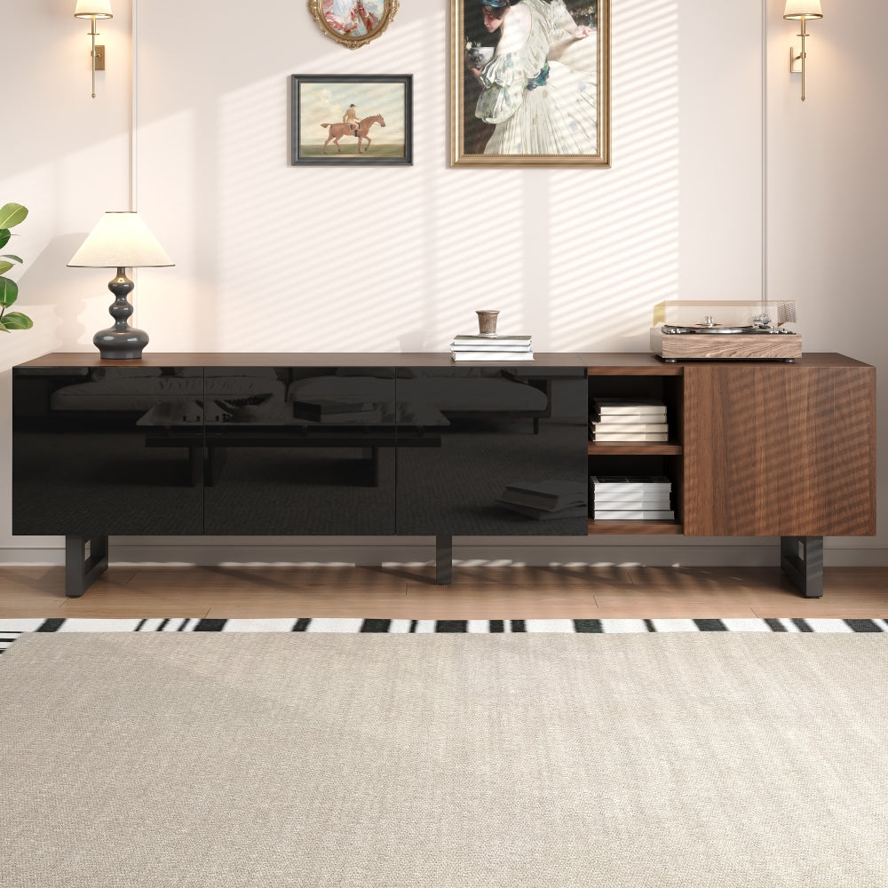 Tv-meubel – TV-kast – TV-stand – Mediamöbel – Vierdeurs Meubel – Uniek Design – Lage TV Montage – 180x38x50 cm – Zonder Elektriciteit