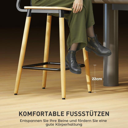 Barstoel – Barkruk – Barstoel Kruk – Keukenstoel – Bistrostoel – Verstelbare Zithoogte – Stevige Stalen Poten Met Rug- en Voetensteun