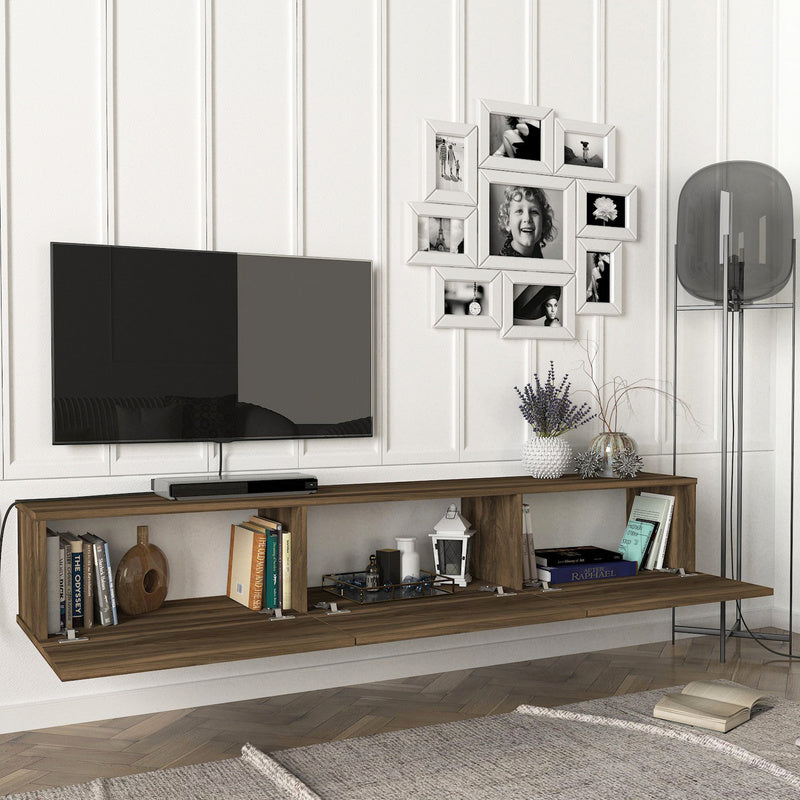 TV Meubel – TV Kast – TV Dressoir – Mediameubel – Hangend TV Meubel – Eiken – 180x31x29,5 cm – 3 Opslagvakken
