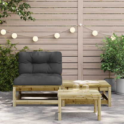 Tuinbank – Buitenbank – Zitbank – Balkonbank – Houten Tuinmeubel – Lichtbruin Hout – Inclusief Kussens en Voetenbank