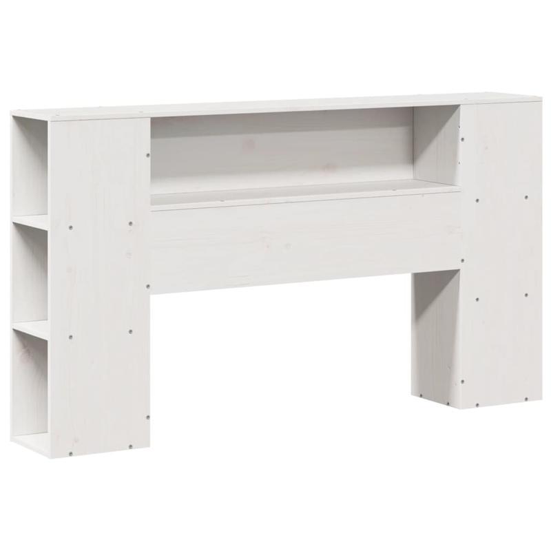Bedombouw – Hoofdeinde – Bedframe – Opbergbed – Slaapkamermeubel – Wit Massief Dennenhout – 160 cm Breed – Ruimtebesparend Met Planken En Laden