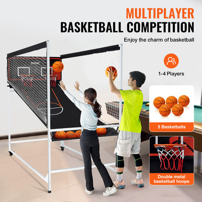 Basketbalspel – Basketbalgame – Indoor Basketbal – Arcade Spel – Dubbele Hoepel – 8-in-1 Spelmodi – Stevig Stalen Frame – Elektronisch Scorebord