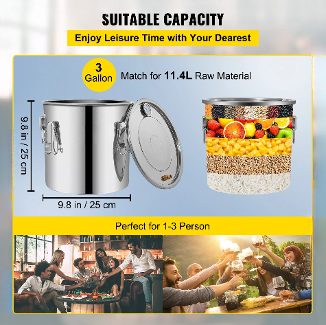 Alcohol distillateur - Distilleerketel voor Alcohol - Destilleerapparaat Etherische Olie - Maak zelf Bier, Wijn of Sterke Drank - Fermentatie set - 50L - Zilver