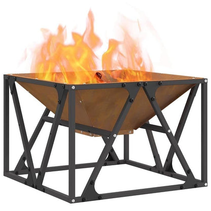 50x50x35cm Heavy-Duty Fire Pit - Portable Outdoor Wood-Burning Stove with Powder-Coated Brown, Compact Patio Heater for Garden, Balcony, Camping & Backyard (Assembly Required) - Durable Metal Fireplace