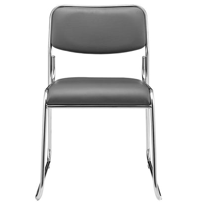 Vergaderstoel – Kantoorstoel – Conferentiestoel – Stapelbare Stoel – Bureaustoel – Ergonomisch Comfort – Kunstleer Zitting met Metalen Frame – Set van 4