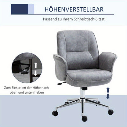 Bureaustoel – Ergonomische Stoel – Office Chair – Draaistoel – Werkstoel – Verstelbare Hoogte – Kantelfunctie – Gewatteerde Zitting – Lichtgrijze Stof – Max 120 kg