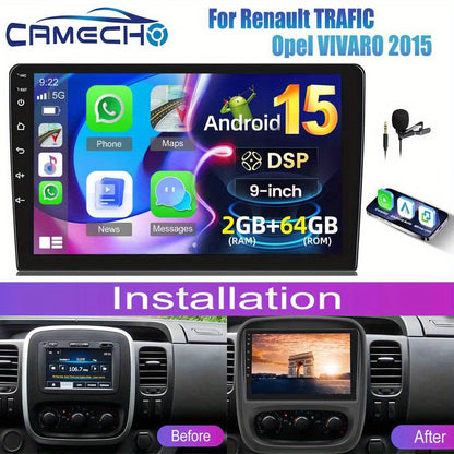 9 inch Android 15 Car Stereo – Autoradio – Multimedia Systeem – Navigatie Unit – Touchscreen Headunit – 2GB+64GB – Draadloos CarPlay & Android Auto – AHD Achteruitrijcamera – GPS WiFi
