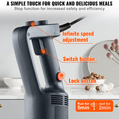 Staafmixer – Handmixer – Blender – Keukenmixer – Staafmixer RVS – 750W Vermogen – Variabele Snelheid