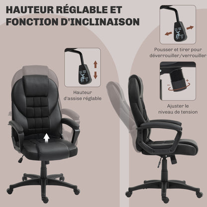 Bureaustoel – Bureaustoel Ergonomisch – Kantoorstoel – Computestoel – Werkstoel – Verstelbare Zithoogte 48-58 cm – 360° Draaibaar Met Kantelfunctie – Zwart