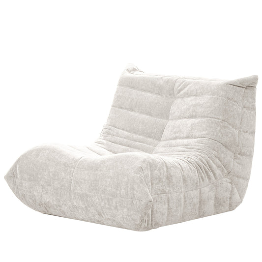 XXL Zitzak Voor Volwassenen – Grote Zitzak – Poef – Lazy Chair – Slaapstoel – Off White – Glanzende Faux Fur – Plush Schuimvulling