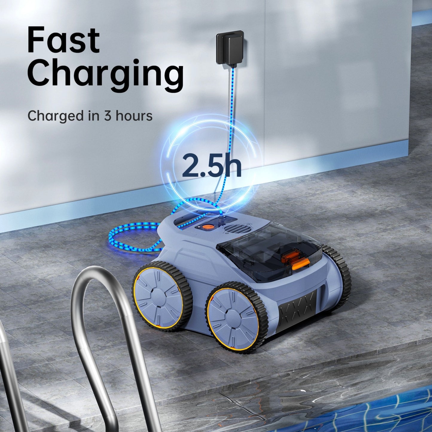 Robotische Zwembadreiniger – Automatische Zwembadstofzuiger – Zwembadrobot – Zwembadreiniger – Lithium-Polymeer Accu – Wandklimfunctie