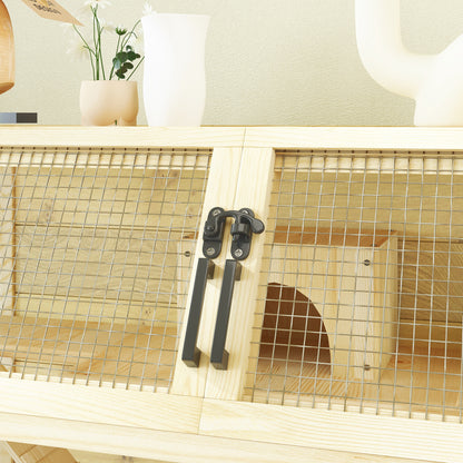 Dwergcaviakoooi – Houten Knaagdierkooi – Hamsterkooi – Gerbilkooi – Muiskooi – Natuurlijk Hout – Met Opbergruimte en Wieltjes