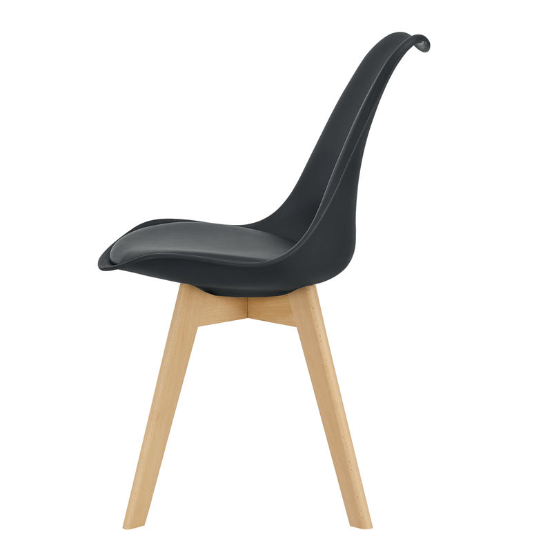 Eetkamerstoel – Stoel – Keukenstoel – Zwarte Stoel – Stoelset 6 Stuks – PU Kunstleer – Massief Beukenhout – 81x49x57 cm – Zithoogte 45 cm