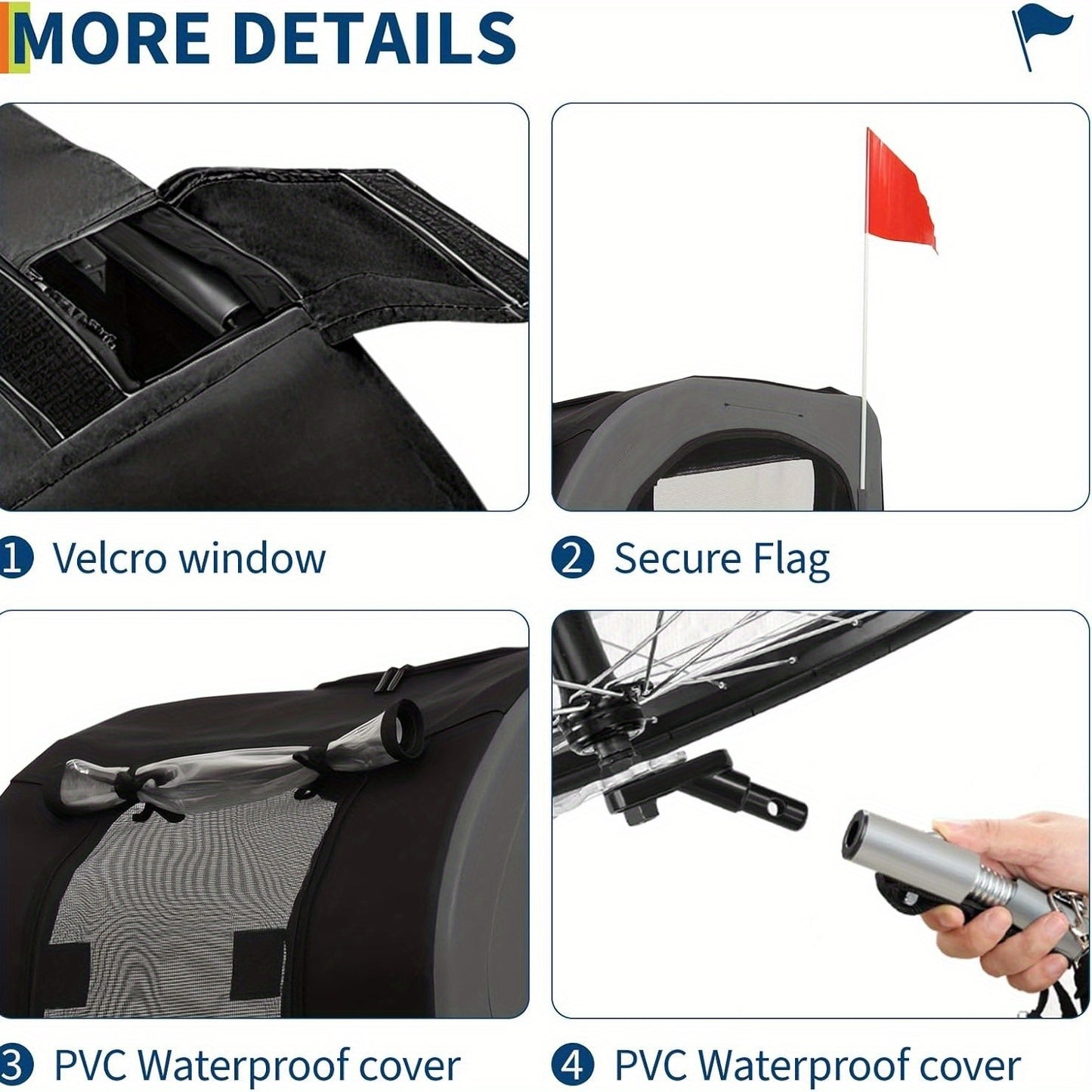 Hondenfietskar – Hondenkar – Fietskar – Hondenbuggy – Hondenaanhanger – Opvouwbaar – Geschikt voor Honden tot 40 kg – Stevig Stalen Frame – Quick Release Wielen