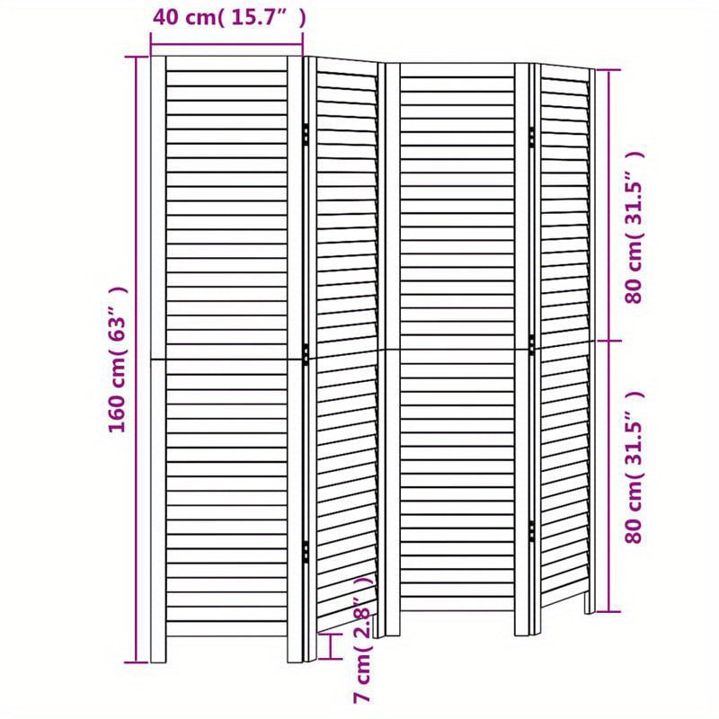 A Room Divider Featuring Four Solid Panels of Black Paulownia Wood, Elegant And Privacy-Enhancing, Ideal for Offices, Bedrooms, And Living Rooms., Aesthetic Room Decor