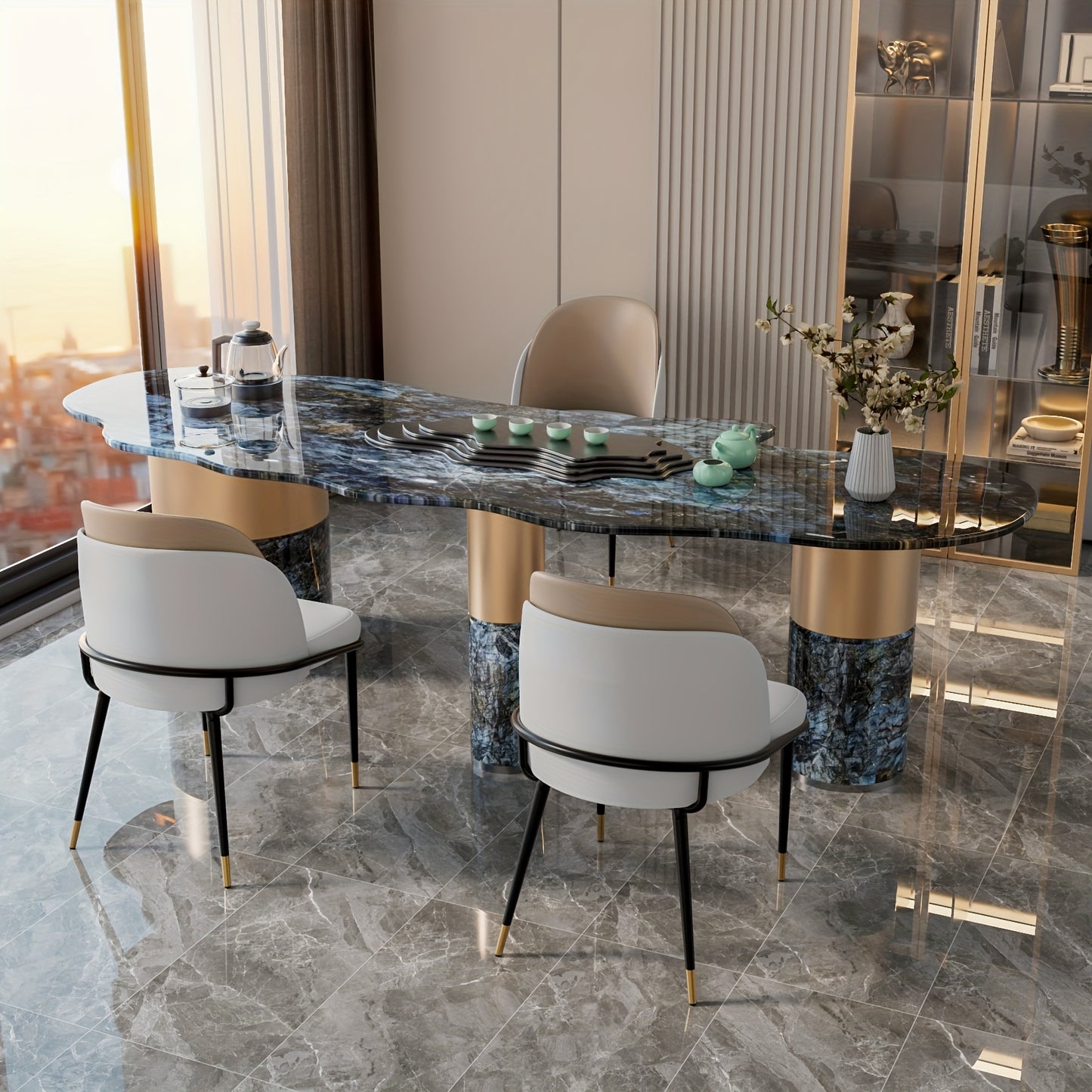Eetkamerstoel – Stoel – Dinersstoel – Zithoekstoel – Armless Chair – Adembenemend Kunstleer – Hoogwaardig Schuim – Stevig Metalen Frame – Onderhoudsvriendelijk – Grijs