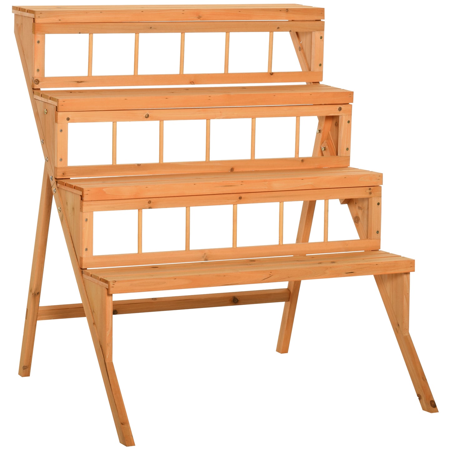 Plantenrek – Plantenstandaard – Bloemenrek – Plantentrap – Plantentafel – 4 Lagen – Voorbehandeld Grenenhout – Binnen & Buiten Geschikt