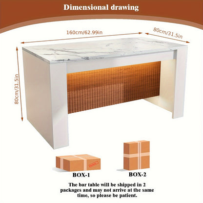 Eettafel – Tafel – Keukentafel – Dining Table – Eetkamertafel – Wit Imitatie Marmer – Modern Grille Onderstel – 160x80 cm – Draagvermogen 300 kg