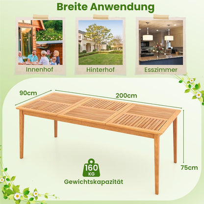 Tuintafel – Tuintafelset – Buiten Tafel – Terrastafel – Picknicktafel – Acaciahout – 200x90 cm – 8 Personen – Parasolgat