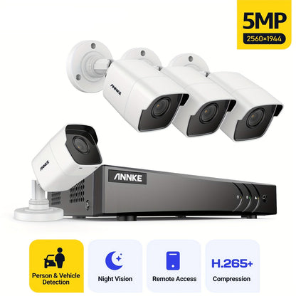 Beveiligingscamera Systeem – CCTV Camera – Bewakingscamera – Veiligheidscamera – Dome Camera – 5MP Super HD – AI Mens- en Voertuigdetectie – 8 Kanaals DVR Recorder – 30 Meter Nachtzicht – 0TB HDD