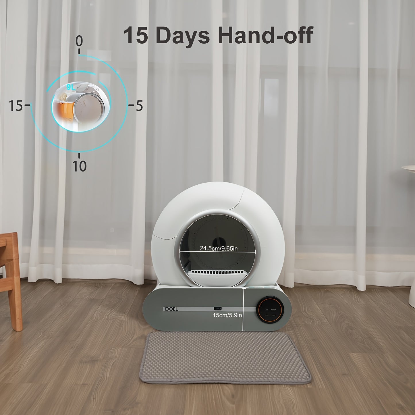 Automatische Kattenbak – Zelfreinigende Kattenbak – Elektrische Kattenbak – Slimme Kattenbak – Kattenbak Met App – 65L Grote Capaciteit – Infrarood- En Gewichtssensoren
