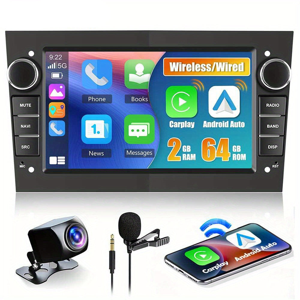 Android 15.0 Car Stereo – Multimediaspeler – Autoradio – Navigatiesysteem – Touchscreen Radio – 9 Inch HD IPS Scherm – Draadloze CarPlay & Android Auto – AHD Achteruitrijcamera Met Microfoon