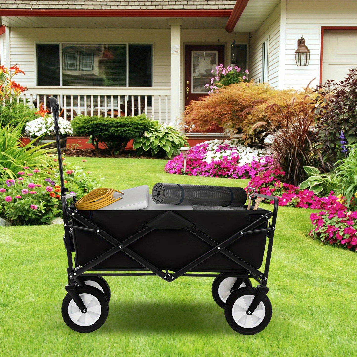 Bolderkar – Bolderwagen – Vouwwagen – Opvouwbare Trolley – Bolderwagen Voor Buiten – Stevig Metaalframe – 82L Laadcapaciteit