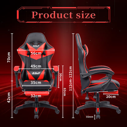 Office Chair, Gaming Chair, Gaming Chair, Ergonomic Gamer Chair with Footrest, Headrest,Lumbar Cushion, Padded Gaming Chair, Swivel Chair