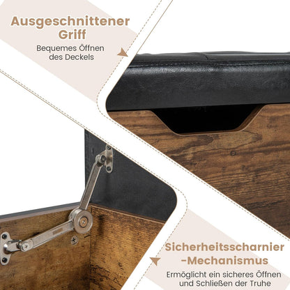 Schoenbank – Opbergbank – Zitbank – Schoenrek – Schoenkast – Vintage Bruin – 2 Lades & Opbergruimte – 150 Kg Draagvermogen