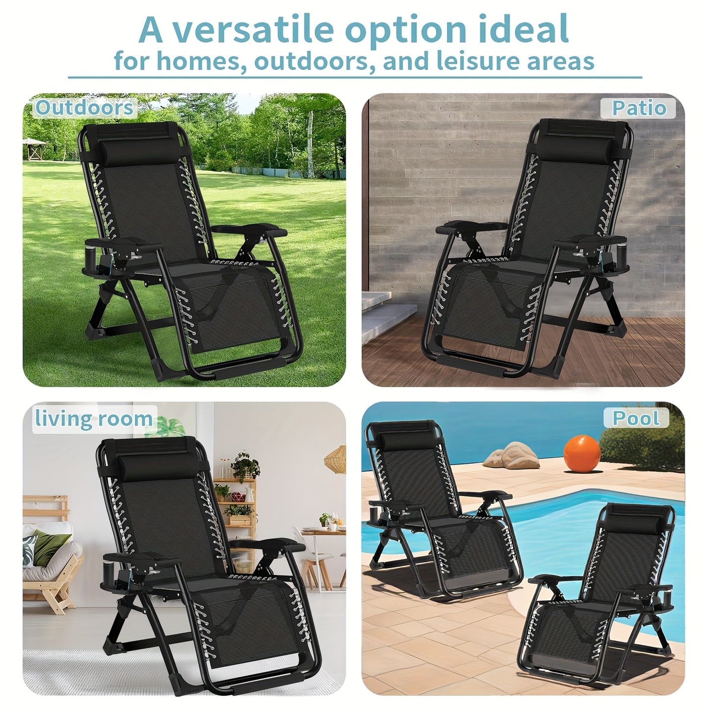 Loungestoel – Ligstoel – Tuinstoel – Relaxstoel – Vouwstoel – Set Van 2 – Comfortabel Memory Foam – Verstelbare Rugleuning