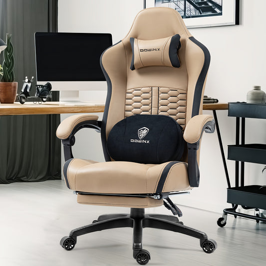Ergonomische Bureaustoel – Kantoorstoel – Computestoel – Draaistoel – Relaxstoel – 360° Draaibaar – Verstelbare Hoogte Met Voetensteun – Zwart Synthetisch Leder