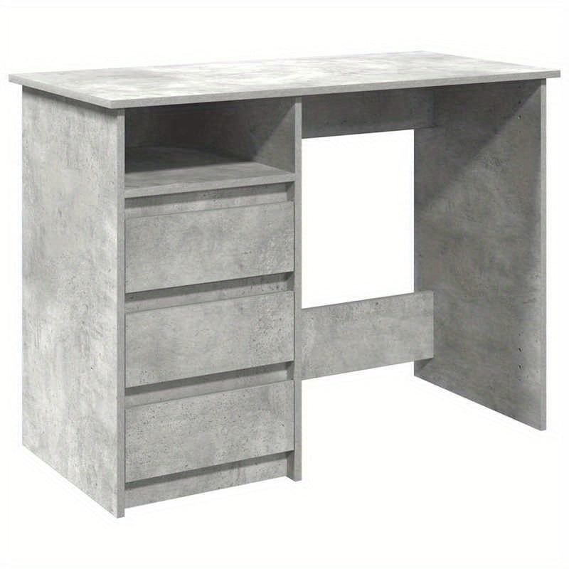 Modern Gray Engineered Wood Desk - 102x50x75cm, Concrete Gray Finish, Durable & Moisture-Resistant, Anti-Warpage, Ideal for Home Office, Study, or Bedroom