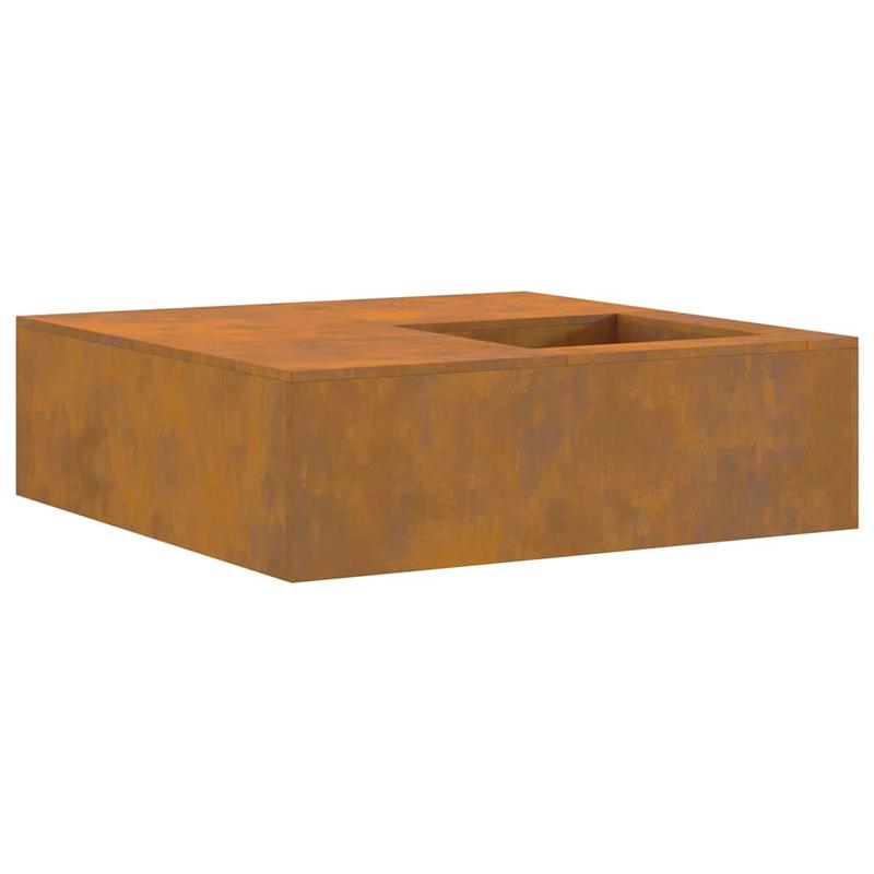 Large 100x100x30cm Corten Steel Outdoor Fireplace - Heavy-Duty Metal Patio Heater with Real Flame, Sturdy & Durable Construction, Easy-Clean Design, Heat-Resistant Paint Finish, Modern Rectangular Heating Fire Pit for Backyar