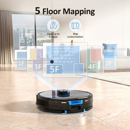 Robotstofzuiger – Robotstofzuiger Met Dweilfunctie – Slimme Stofzuiger – Robotveger – 3-in-1 Robot Zuigen En Dweilen – 4500 Pa Zuigkracht – LDS Lidar Navigatie