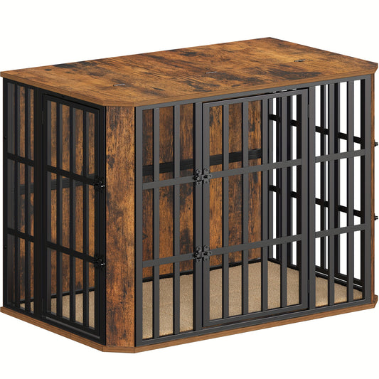 Hondenbench – Hondenhok – Bench – Hondenkooi – Hondenhuis – Houten Design – Opklapbare Bovendeur – 108x66x77 cm Vintage Bruin