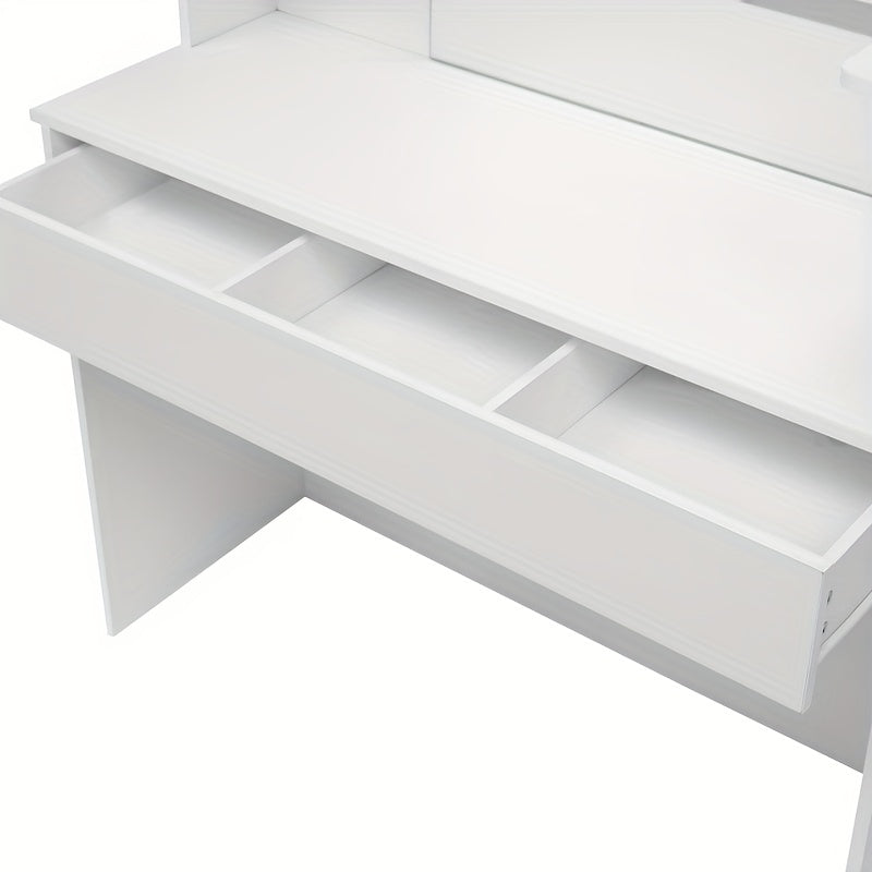 Makeup Tafel – Kaptafel – Dressoir – Vanity Desk – Make-up Meubel – 139,7 cm Breed – 1 Lade en 4 Planken – Wit