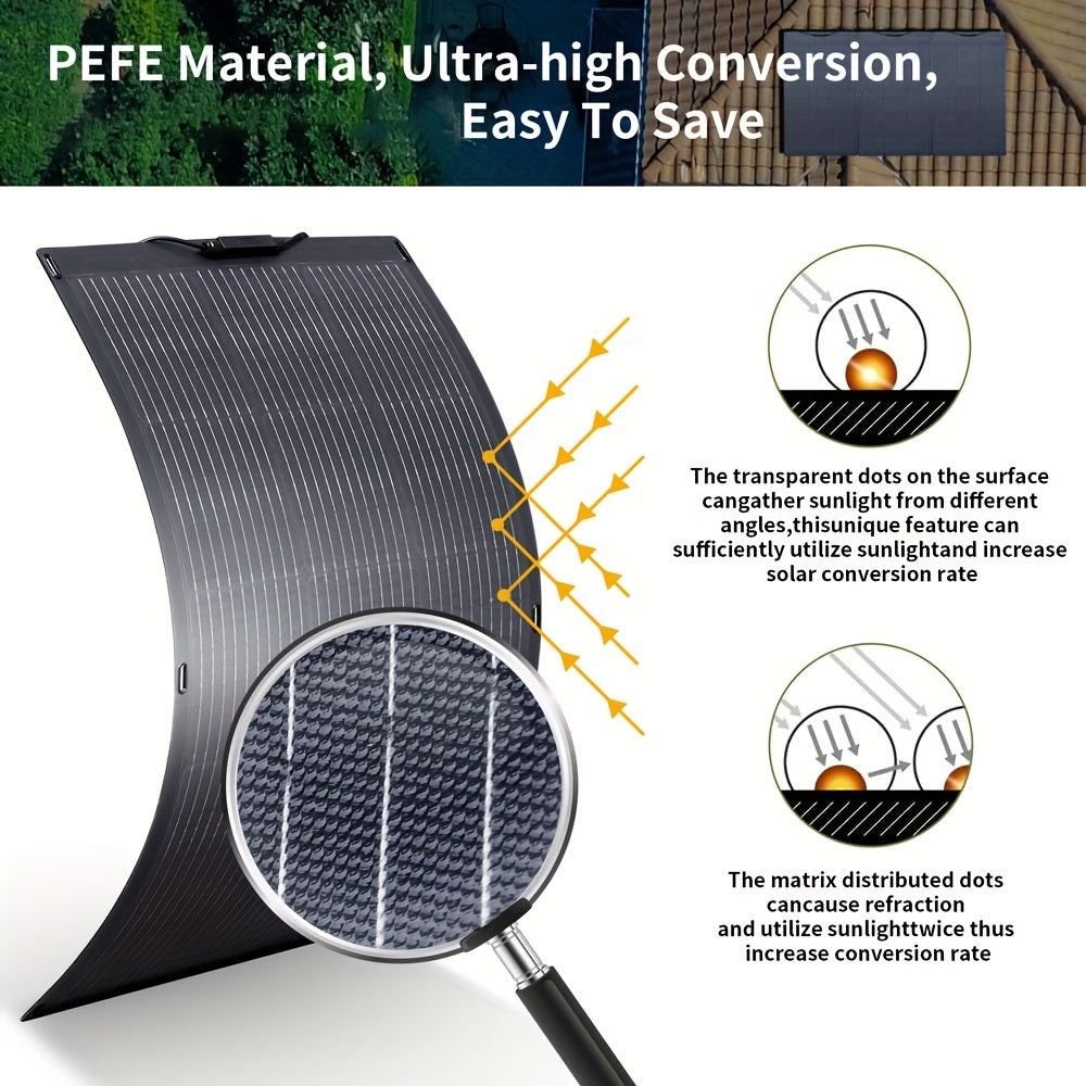 Flexibel Zonnepaneel – Buigbaar Paneel – Lichtgewicht Solar – Draagbaar Zonnepaneeltje – 100W Vermogen – 3mm Dun