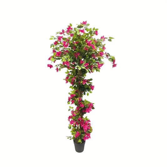 Kunstplant – Kunstmatige Plant – Nepplant – Kunstbloem – Bloeiende Bougainvillea – 210 cm Hoog – Roze Bloemen – Duurzaam Plastic – Onderhoudsvrij