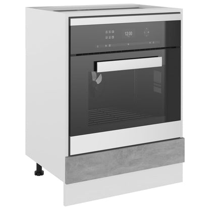 Ovenkast – Keukenkast – Magnetronkast – Opbergkast – Ombouwkast – Betonlook Grijs – Compact 60x46x81,5 cm – Duurzaam Engineered Wood - QUORE