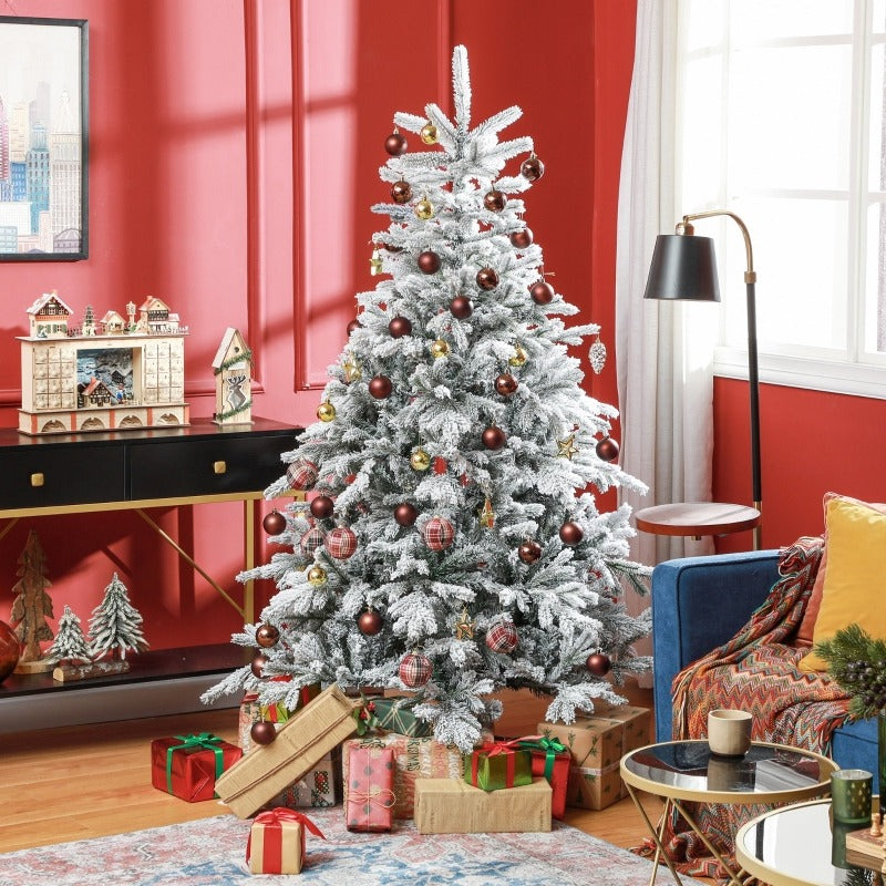 Kunstkerstboom – Nephierboom – Kerstboom Decoratie – Winterboom – Sfeervolle Boom – 180 cm Hoog – Vol Met Sneeuwvlokken – Makkelijk Montage & Vlamvertragend